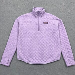 Vineyard Vines Top Women's Small Purple Quilted Dreamcloth Shep 1/4 Zip Shirt